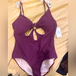 Purple one piece bathing suit